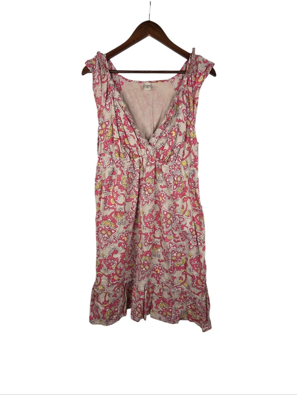 Old Navy Babydoll Dress Cottage‎ Core Floral Paisley Sundress Linen Cotton Large